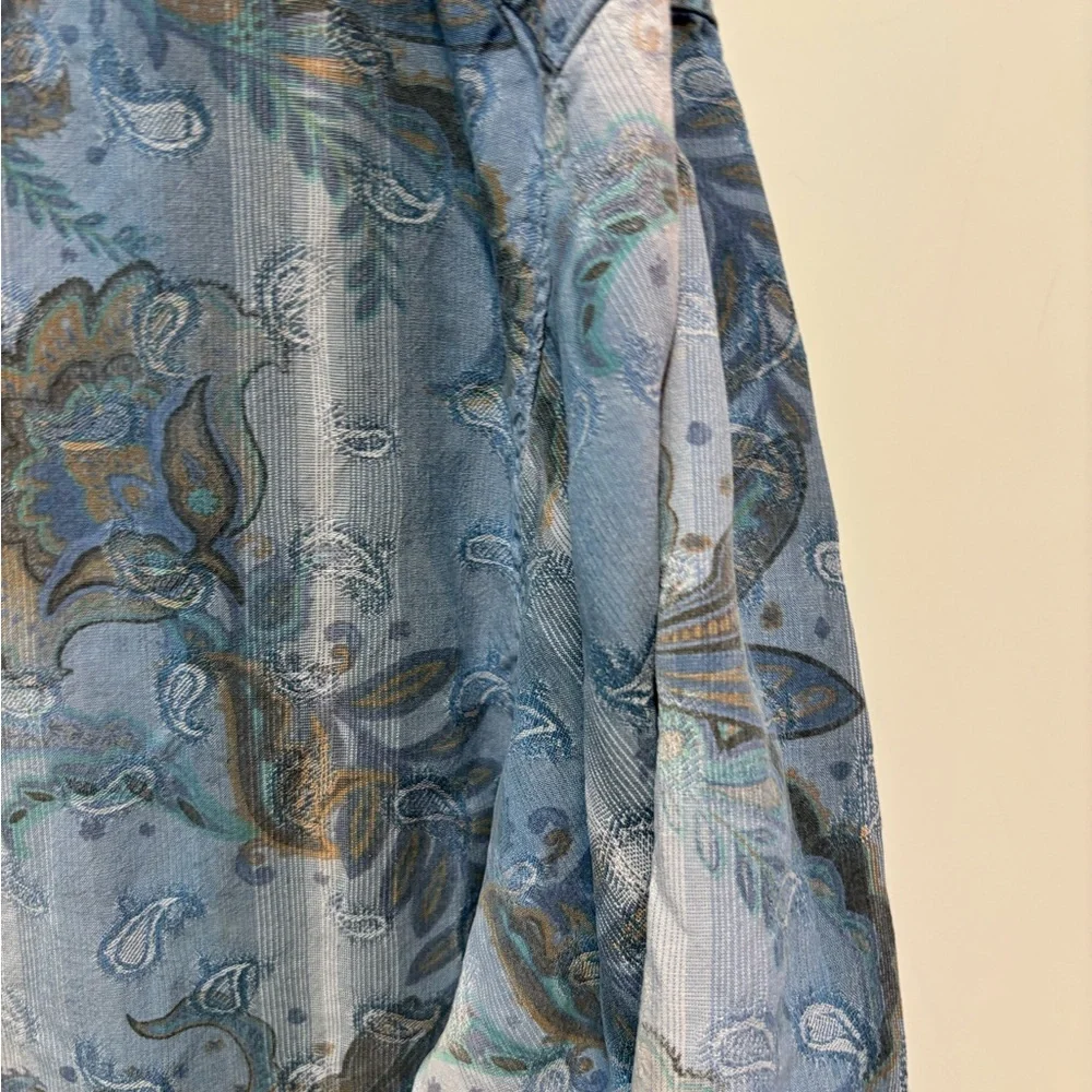 Tommy Bahama Blue Tropical Short Sleeve Silk Original Fit Shirt Men Size Large